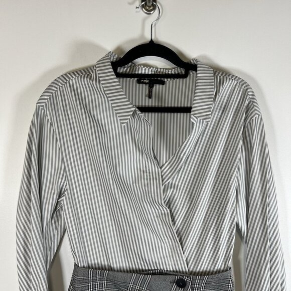 Maje Shirt Skirt Dress Gray And Black Plaid Women’s Size 2/medium Office Classy - Picture 3 of 9